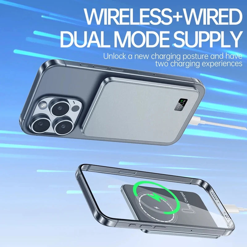 Thin Power Bank Ultra 50000mAh For MagSafe Magnetic Wireless Fast Charging Portable Battery Display