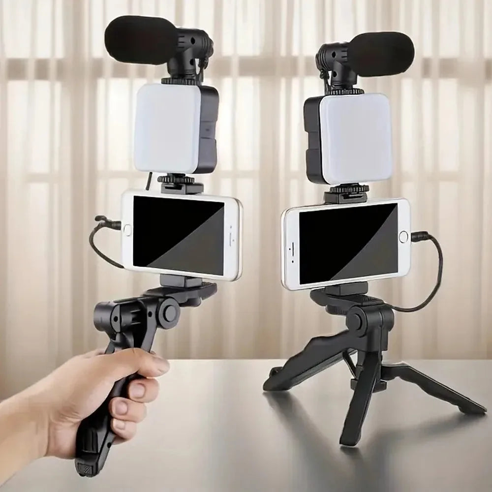Vlogging Tripod Kit With Light and Mic