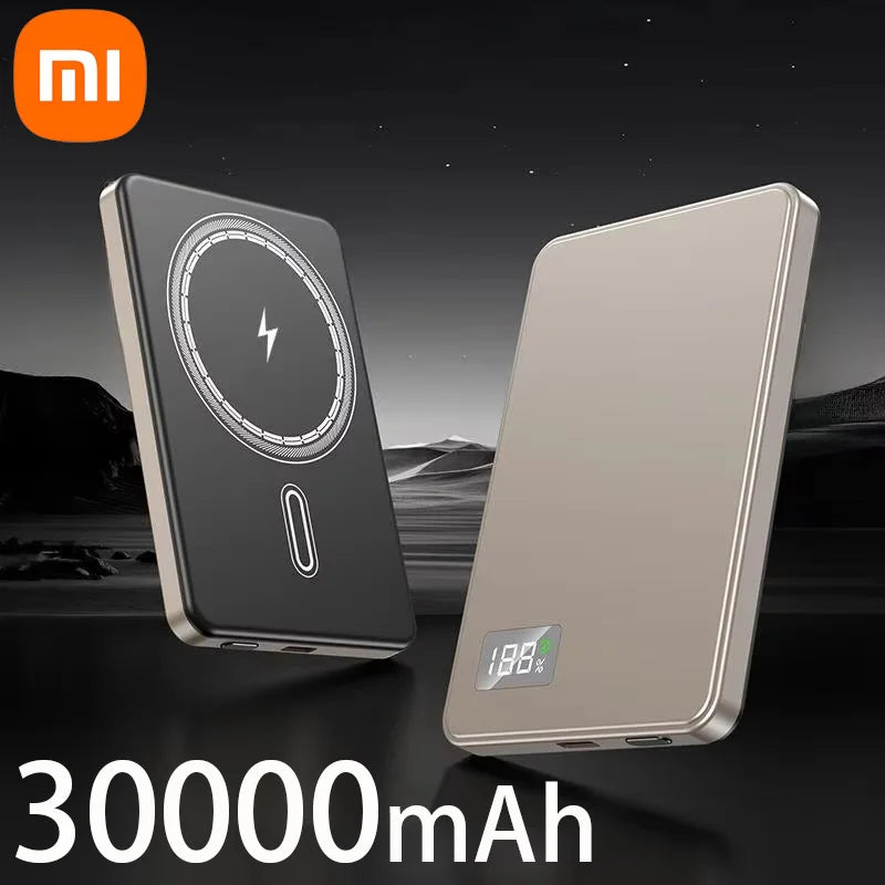 Thin Power Bank Ultra 50000mAh For MagSafe Magnetic Wireless Fast Charging Portable Battery Display