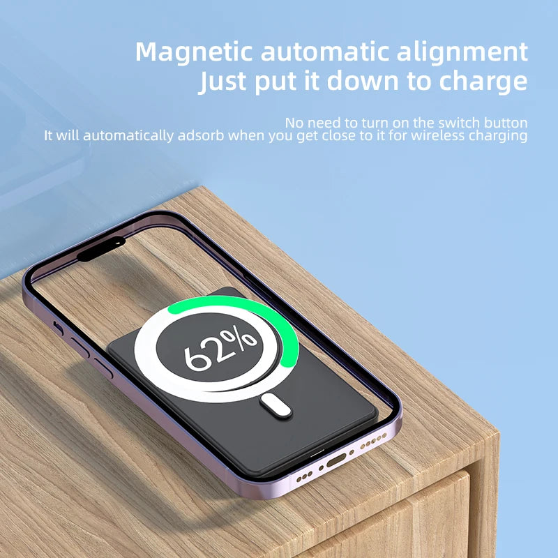 Thin Magnetic Wireless Power Bank 15W 5000mAh Portable Fast Charging External Battery for Magsafe For iPhone 16 15 14 13 Pro Max