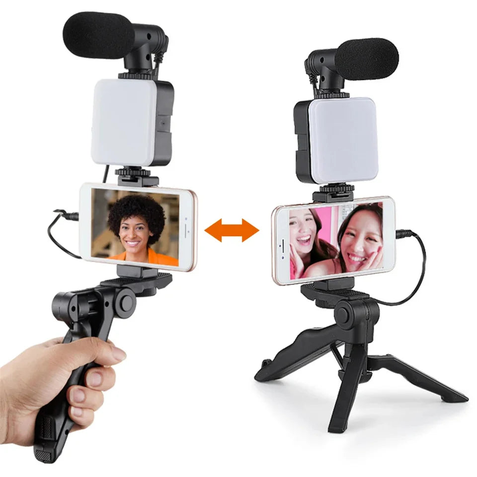Vlogging Tripod Kit With Light and Mic