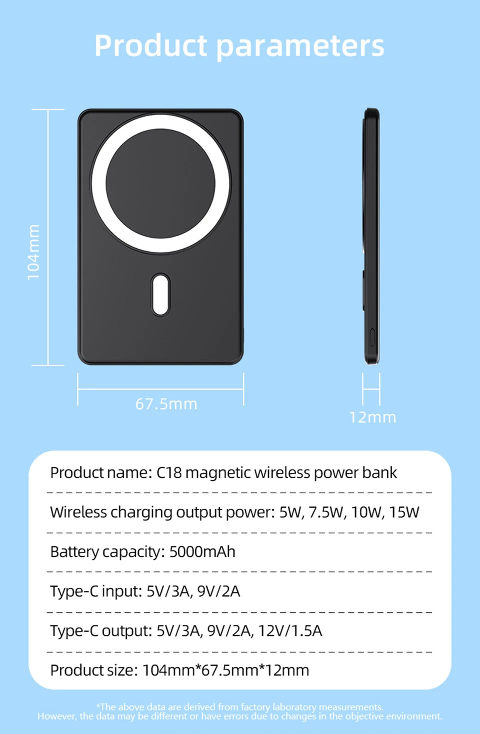 Thin Magnetic Wireless Power Bank 15W 5000mAh Portable Fast Charging External Battery for Magsafe For iPhone 16 15 14 13 Pro Max