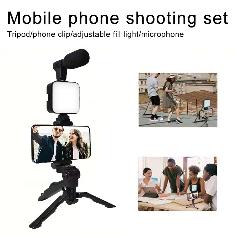 Vlogging Tripod Kit With Light and Mic