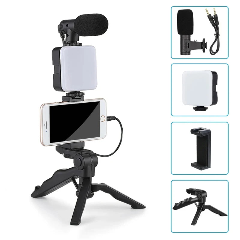 Vlogging Tripod Kit With Light and Mic