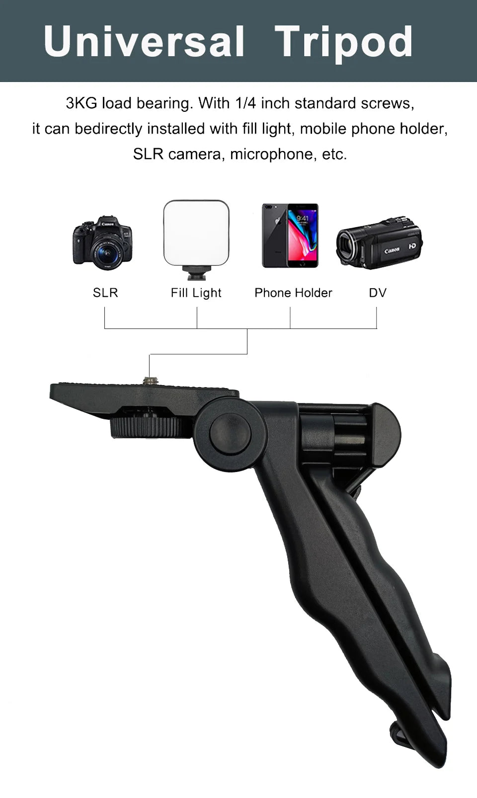 Vlogging Tripod Kit With Light and Mic