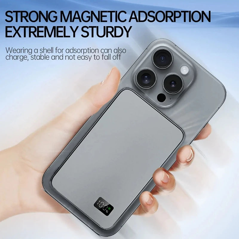 Thin Power Bank Ultra 50000mAh For MagSafe Magnetic Wireless Fast Charging Portable Battery Display